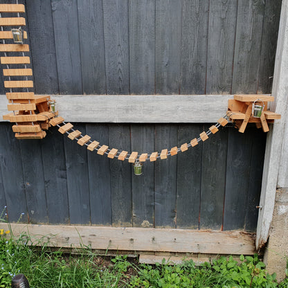 NuttyRoad - Handmade Wooden Squirrel Bridge Feeder with Mini Buckets