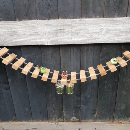 NuttyRoad - Handmade Wooden Squirrel Bridge Feeder with Mini Buckets