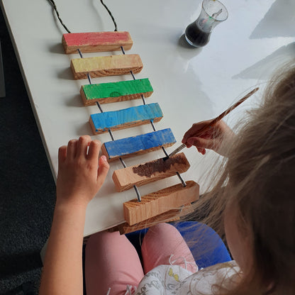 NuttyRoad - Handmade Wooden Squirrel Bridge Feeder with Mini Buckets