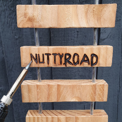 NuttyRoad - Handmade Wooden Squirrel Bridge Feeder with Mini Buckets
